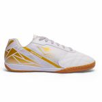 Chuteira Defender Futsal Adulto - Branca/Dourado 