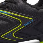 Chuteira Salt Couro Legitimo Trave Campo Adulto - Preto/Amarelo/Azul