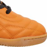 Chuteira Futsal Salt de Couro Solado Costurado - Laranja/Preto