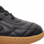 Chuteira Futsal Salt de Couro Solado Costurado - Preto/Amarelo/Azul