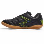 Chuteira Futsal Salt de Couro Solado Costurado - Preto/Amarelo/Azul