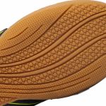 Chuteira Futsal Salt de Couro Solado Costurado - Preto/Amarelo/Azul