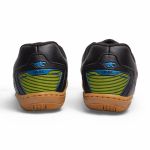 Chuteira Futsal Salt de Couro Solado Costurado - Preto/Amarelo/Azul