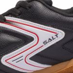 Chuteira Futsal Salt de Couro Solado Costurado - Preto/branco/Vermelho