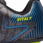  Chuteira Vitaly Campo Adulto - Preto/Azul/Amarelo