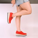 Tênis Plataforma Zíper Nobuck Vermelho