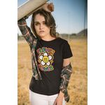 T-shirts Feminina Camiseta Baby Look Flower Power