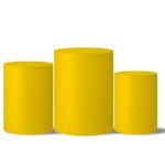 Trio Capas Cilindros Amarelo Liso Veste Fácil C/ Elástico 