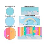 Kit Painel Cilindro Tema Arco Iris Infantil