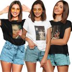 Kit 3 Camisetas T-shirts Feminina Baby Look MOD1