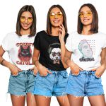 Kit 3 Camisetas T-shirts Feminina Baby Look MOD17