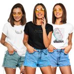 Kit 3 Camisetas T-shirts Feminina Baby Look MOD25