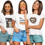 Kit 3 Camisetas T-shirts Feminina Baby Look MOD3