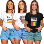 Kit 3 Camisetas T-shirts Feminina Baby Look MOD8