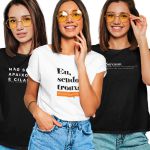 Kit 3 Camisetas T-shirts Feminina Baby Look Frases