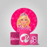 Trio Capas Cilindros + Painel Tema Barbie Novo Veste Fácil