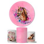 Kit Painel Cilindro Tema Cavalo Floral 2