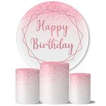 Trio Capas Cilindros + Painel Tema Happy Birthday Rosa Veste Fácil