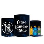 Kit Casado Veste Fácil Trio de Capas Cilindros + Painel Redondo + Painel Retangular Tema O famoso 18tão Azul