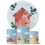 Trio de Capas Cilindros + Painel Veste Fácil Tema 3 Porquinhos