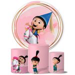 Trio Capas Cilindros + Painel Tema Agnes Meu Malvado Favorito Veste Fácil