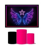 Trio De Capas Cilindros + Painel Retangular Horizontal Black Pink 2