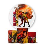 Trio Capas Cilindros + Painel Tema Deadpool e Wolverine
