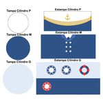 Trio de Capas de Cilindros Veste Fácil C/ Elástico Tema Marinheiro