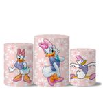 Kit Casado Veste Fácil Trio de Capas Cilindros + Painel Redondo + Painel Retangular Tema Margarida