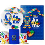 Kit Casado Veste Fácil Trio de Capas Cilindros + Painel Redondo + Painel Retangular Tema Abril Azul