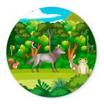 Painel Redondo Veste Fácil C/ Elástico 1,50x1,50 Tema Bichinhos da Floresta