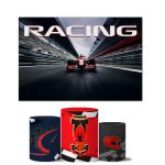 Trio de Capas Cilindros Veste Fácil + Painel Retangular Horizontal Tema Carro de Corrida