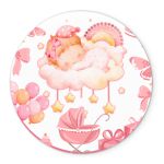 Painel Redondo Veste Fácil C/ Elástico 1,50x1,50 Tema Chá de Bebê Menina