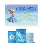 Trio De Capas Cilindros + Painel Retangular Horizontal Cinderela Cute 1