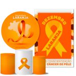 Kit Casado Veste Fácil Trio de Capas Cilindros + Painel Redondo + Painel Retangular Tema Dezembro Laranja