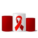 Kit Casado Veste Fácil Trio de Capas Cilindros + Painel Redondo + Painel Retangular Tema Dezembro Vermelho