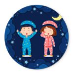 Painel Redondo Veste Fácil C/ Elástico 1,50x1,50 Tema Festa Do Pijama