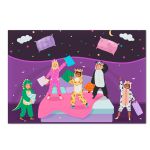 Trio de Capas Cilindros Veste Fácil + Painel Retangular Horizontal Tema Festa do Pijama