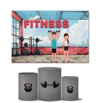 Trio de Capas Cilindros Veste Fácil + Painel Retangular Horizontal Tema Fitness 2