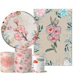 Kit Casado Veste Fácil Trio de Capas Cilindros + Painel Redondo + Painel Retangular Tema Floral 17