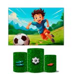 Trio de Capas Cilindros Veste Fácil + Painel Retangular Horizontal Tema Futebol 5