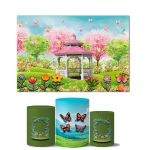 Trio de Capas Cilindros Veste Fácil + Painel Retangular Horizontal Tema Jardim Encantado 9