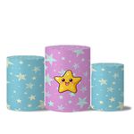 Trio de Capas Cilindros Veste Fácil + Painel Retangular Horizontal Tema Little Star