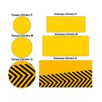 Kit Casado Veste Fácil Trio de Capas Cilindros + Painel Redondo + Painel Retangular Tema Maio Amarelo