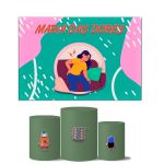 Trio de Capas Cilindros Veste Fácil + Painel Retangular Horizontal Tema Maria Das Dores