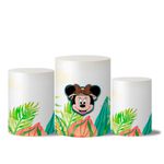 Trio de Capas Cilindros Veste Fácil + Painel Retangular Horizontal Tema Minnie Safari 1