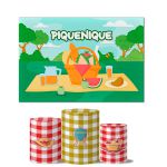 Trio de Capas Cilindros Veste Fácil + Painel Retangular Horizontal Tema Piquenique