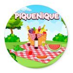 Painel Redondo Veste Fácil C/ Elástico 1,50x1,50 Tema Piquenique