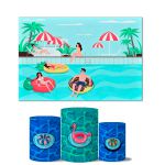Trio de Capas Cilindros Veste Fácil + Painel Retangular Horizontal Tema Pool Party 7