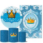 Kit Casado Veste Fácil Trio de Capas Cilindros + Painel Redondo + Painel Retangular Tema Realeza Azul 2